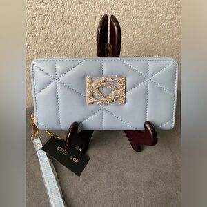 Bebe Light Blue Zip Around Wallet NWT